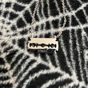 Zenzii Brand Silver Necklace with Razor Blade